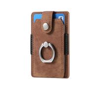 COQUE Phone Card Holder Ultra thin Leather Adhesive Pocket Ring Holder Credit Card Case Smartphone Back Sticker-Brown