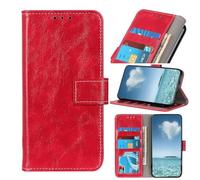 COQUE Retro Crazy Horse Pattern Flip Wallet With Card Slots Compatible With Motorola Moto G57 Power Protective Case-Red