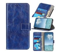 COQUE Retro Crazy Horse Pattern Flip Wallet With Card Slots Compatible With Motorola Moto G67 Power Protective Case-Blue