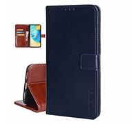 COQUE Samsung SM-A528B Case,High-grade Leather Magnetic Flip Wallet Shockproof Flip Folio Stand View phone Cover for Samsung SM-A528B-Blue