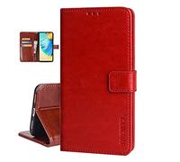 COQUE Samsung SM-A528B Case,High-grade Leather Magnetic Flip Wallet Shockproof Flip Folio Stand View phone Cover for Samsung SM-A528B-Red