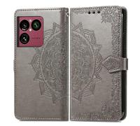COQUE Wallet Case for Sony Xperia 1 VIII Shell, Mandala Embossed Pattern PU Leather [Lanyard][Stand][Card Slot] Flip Wallet Cover for Sony Xperia 1 VIII-Gray