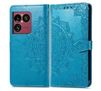 COQUE Wallet Case for Sony Xperia 1 VIII Shell, Mandala Embossed Pattern PU Leather [Lanyard][Stand][Card Slot] Flip Wallet Cover for Sony Xperia 1 VIII-Blue