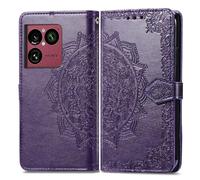 COQUE Wallet Case for Sony Xperia 1 VIII Shell, Mandala Embossed Pattern PU Leather [Lanyard][Stand][Card Slot] Flip Wallet Cover for Sony Xperia 1 VIII-Purple