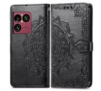 COQUE Wallet Case for Sony Xperia 1 VIII Shell, Mandala Embossed Pattern PU Leather [Lanyard][Stand][Card Slot] Flip Wallet Cover for Sony Xperia 1 VIII-Black