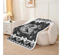 Coquette Aesthetic Butterfly Letter E Fleece Blanket Throw 127x152cm Victorian Black Damask Bow Warm Plush Sherpa Blanket Glam Preppy Y2K Initial Monogram Fuzzy Plush Throw for Bed Sofa Couch