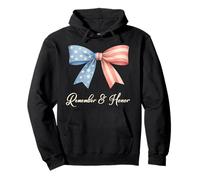 Coquette American Flag Bow Remember Honor Aesthetic Pullover Hoodie
