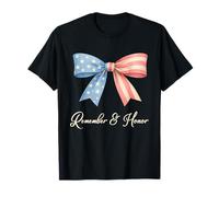 Coquette American Flag Bow Remember Honor Aesthetic T-Shirt