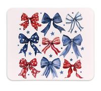Coquette Blue White Red Bow Mouse Pad, Independence Day Patriotic Journal Gifts for Women, 4th of July Gifts for Women,Computer Mouse Pads for Wireless Mouse 11.8" x 9.8"