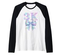 Coquette Bow 3K Preppy Kid Pre K3 Girl PK3 1st Day of School Raglan Baseball Tee
