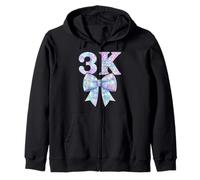 Coquette Bow 3K Preppy Kid Pre K3 Girl PK3 1st Day of School Zip Hoodie