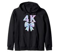 Coquette Bow 4K Preppy Kid Pre-K4 Girl PK4 1st Day of School Zip Hoodie