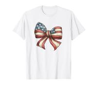 Coquette Bow Aesthetic American flag Vintage Patriotic Bow T-Shirt