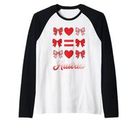 Coquette Bow Austrian Flag Austria Cute Girls Raglan Baseball Tee