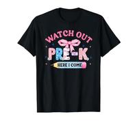 Coquette Bow Back to School Watch Out Pre-k Here I Come Value Graphic T-Shirt, Men, Black, S