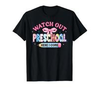 Coquette Bow Back to School Watch Out Preschool Here I Come Value Graphic T-Shirt, Men, Black, L