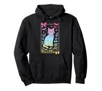 Coquette Bow Black Cat Familiar Pastel Goth Witch Girls Pullover Hoodie