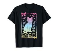 Coquette Bow Black Cat Familiar Pastel Goth Witch Girls T-Shirt