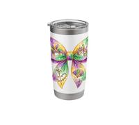 Coquette Bow Carnival Beads Fleur De Lis Mardi Gras Stainless Steel Insulated Tumbler