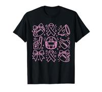 Coquette Bow Cheer Football Pink Out Breast Cancer Awareness Value Graphic T-Shirt