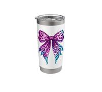 Coquette Bow Cheetah Animal Pattern Purple Leopard Print Stainless Steel Insulated Tumbler