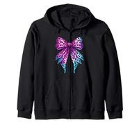 Coquette Bow Cheetah Animal Pattern purple Leopard Print Zip Hoodie