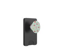 Coquette Bow Cherry Strawberry Pattern Girly Green Stripes PopSockets PopWallet for MagSafe