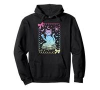 Coquette Bow Cute Black Cat Books Spells Pastel Witch Girls Pullover Hoodie