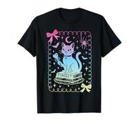 Coquette Bow Cute Black Cat Books Spells Pastel Witch Girls T-Shirt