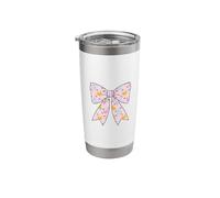 Coquette Bow Easter Bunny Pattern Happy Easter Day Feminine Stainless Steel Insulated Tumbler