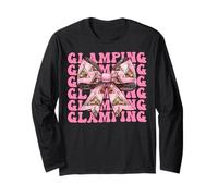 Coquette Bow Glamping Glamper Camping Girl Mom Mother's Day Long Sleeve T-Shirt