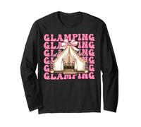 Coquette Bow Glamping Glamper Camping Girl Mom Mother's Day Long Sleeve T-Shirt