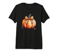 Coquette Bow Leopard Pumpkin Thanksgiving Rustic Fall Women Premium T-Shirt