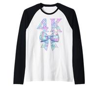 Coquette Bow Preppy 4K Girly Girl Kid 1st Day of Pre-K 4 PK4 Raglan Baseball Tee