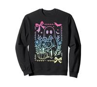 Coquette Bow Retro Ghost Summerween Pastel Goth Witch Girls Sweatshirt