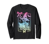 Coquette Bow Skeleton Book of Spells Pastel Witch Girls Long Sleeve T-Shirt