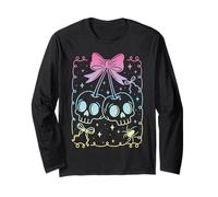 Coquette Bow Skull Cherries Pastel Goth Witch Girl Halloween Long Sleeve T-Shirt