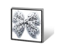 Coquette Bow Snow Leopard Pattern Unisex Brooches & Pins Square Lightweight Lapel Badge Jewelry for Clothing Shawl Hat