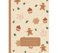 Coquette Brown Gingerbread Man Cupcakes & Stars Festive Aesthetic Journal Notebook - Cozy Holiday Writing Notebook with 120 Ruled Pages | Large 8.5” x 11” Matte Cover