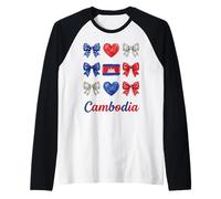 Coquette Cambodia Flag Cambodian Girls Raglan Baseball Tee