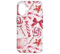 Coquette Candy Cane Christmas Sweets Drinks Xmas Decorations Case for iPhone 16