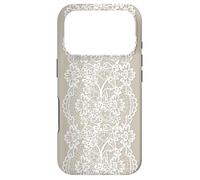 Coquette Chantilly Lace Cottagecore Floral Aesthetic Beige Case for iPhone 17 Pro