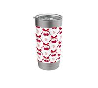 Coquette Cherry and Bow Pattern with Red Bows Stainless Steel Insulated Tumbler