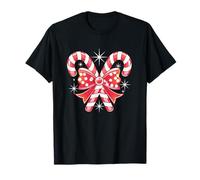 Coquette Christmas Candy Canes & Bow Girls T-Shirt
