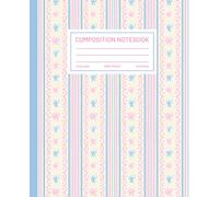 Coquette Composition Notebook: Super Cute Preppy Aesthetic Pastel Blue & Pink Bows with Stripes | Pretty Wide Ruled Journal for Girls, Teens, Women, School & Work.