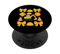 Coquette Construction Kawaii Yellow Bow Worker PopSockets Adhesive PopGrip