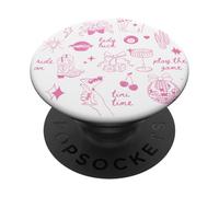 Coquette Doodles Western Lucky Cowgirl Cowboy in Pink PopSockets Adhesive PopGrip