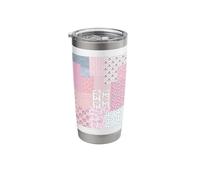 Coquette Floral Patchwork Lace Flower Stripes Pink Peonies Stainless Steel Insulated Tumbler
