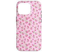 Coquette Hot Pink Flower Small Rose Pattern Case for iPhone 16 Pro