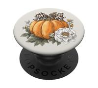 Coquette Leopard Cheetah Bow Pumpkin Aesthetic Vintage Fall PopSockets Adhesive PopGrip
